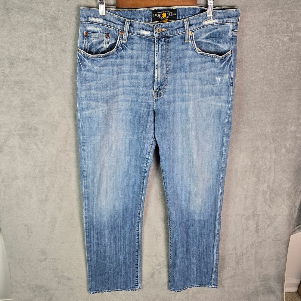 Lucky Brand 181 Jean Mens 36x32 Blue Straight Leg Stretch Denim Medium Wash